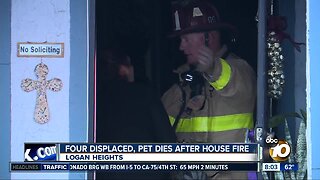 Four displaced, pet dies after Logan Heights fire