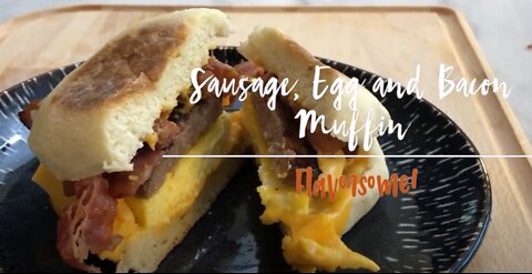 Sausage, Egg, Bacon, Cheese Breakfast Muffin