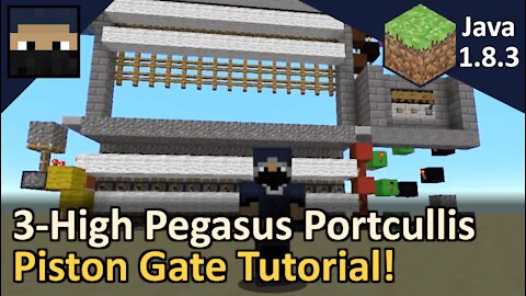 3-High Pegasus Portcullis Piston Gate! Minecraft Java 1.8.3! Tyruswoo Minecraft