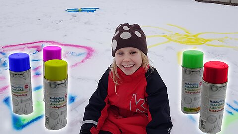 Learn colors with spray painting in the snow!