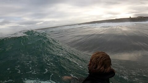 POV RAW CLIPS WILD SESSION AT SCOTTISH REEF SLAB NEARLY STUCK IN DEEP FOAM ON PADDLE OUT