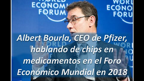 Albert Bourla, CEO de Pfizer, hablando de chips en medicamentos.mp4
