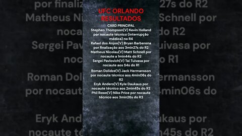 RESULTADOS DO UFC ORLANDO 03/12/22 #shorts #ufcorlando #ufc280 #rafaeldosanjos