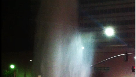 Broken water main causes giant geyser in Beverly Hills