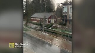 Timelapse: Storm moves over neighbourhood bringing small hail