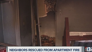 Occupants rescued from balcony above apartment that caught fire