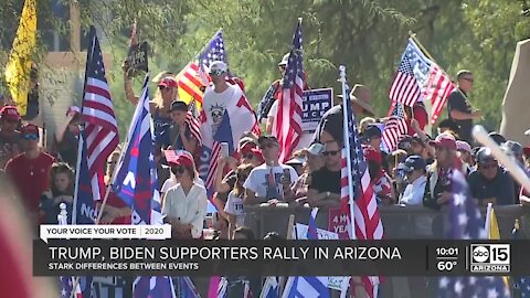 Biden supporters celebrate, Trump supporters protest election results in Arizona