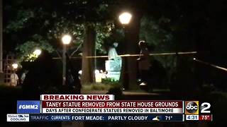 Roger B. Taney statue removed from State Hose grounds Friday morning