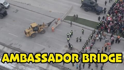 Ambassador Bridge Blockade (DRONE FOOTAGE) *INSANE POLICE PRESENCE*