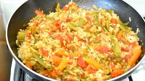 Green Beans Stir Fry Rice Recipe | Granny's Kitchen Recipes