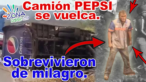 Camión distribuidor PEPSI se vuelca en San Rafael del Sur.