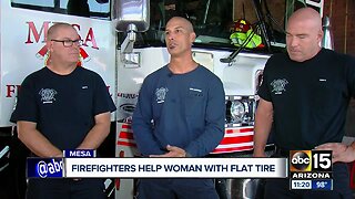 Mesa firefighters go above and beyond to help woman with flat tire