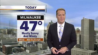 Mostly sunny, windy, and colder Wednesday