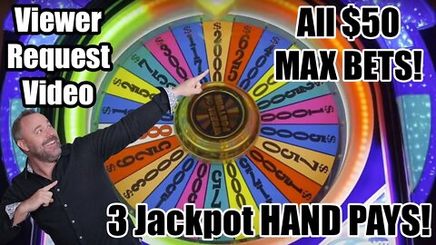 Viewer Request Video - Wheel of Fortune! All $50 max BETS! SO. MANY. HAND PAYS!!!!