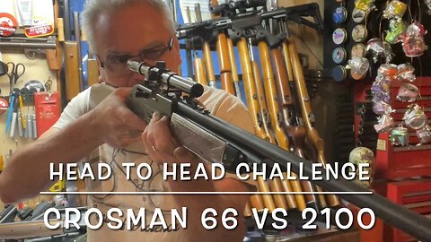 Head to head challenge Crosman 66-4x vs 2100 classic both with Buck Rail Suppressors really close!