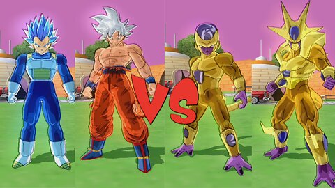 MUI Goku & SSBE Vegeta VS Golden Frieza & Golden Cooler - DBZ Budokai Tenkaichi 4