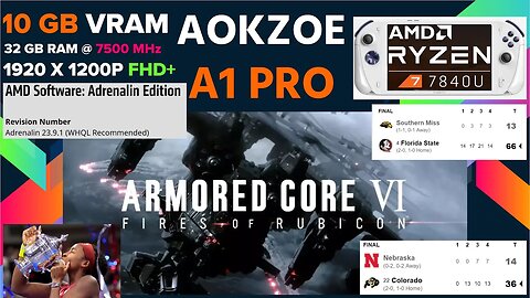 40Hz CRU and AMD Adrenalin Settings For AOKZOE A1 Pro (ARMORED CORE 6) "COCO GAUFF CONGRATS!"
