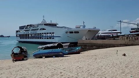 Stonetown,Zanzibar, Tanzania: Ferry from the back and ferry terminal
