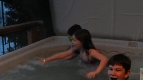 A Hot Tub Prank With A Sled Full Of Snow