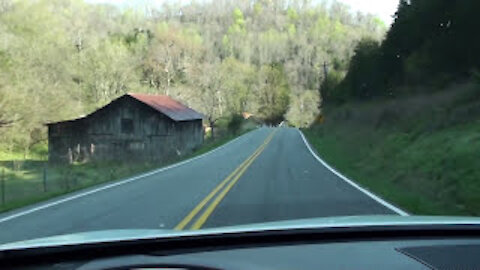 Scenic Country Road Drive in Tennessee on Nice Spring Day