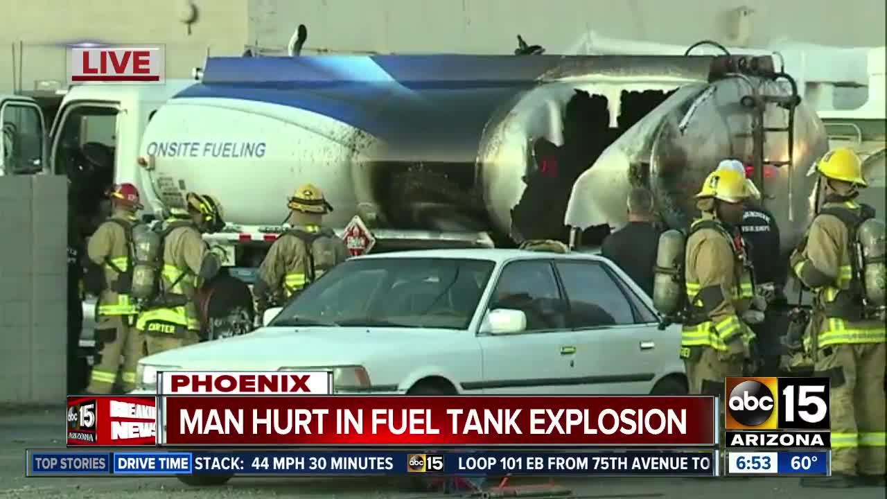 Man hurt in fuel tank explosion