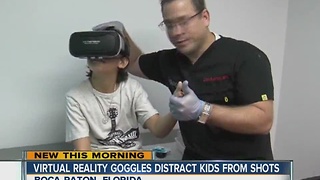 Virtual reality goggles distract kids from shots
