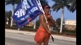 Hawaiian Man Flys Trump Flag: Trump 2020 meme