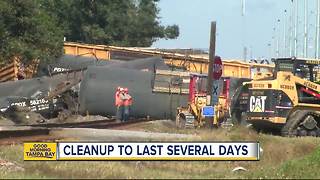 Molten sulfur leaks after train derails in Lakeland
