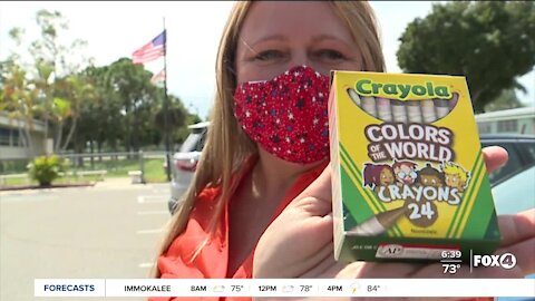 SWFL woman donates crayons to schools