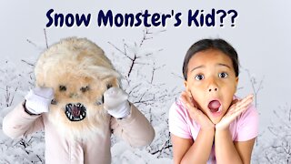 Kids Videos: Girl Finds A Snow Monster Kid!