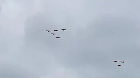 The fantastic Red Arrows passing overhead.