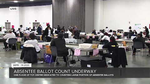 Absentee ballot count underway at Detroit's TCF Center