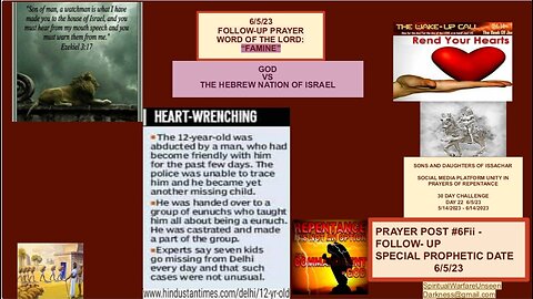 SONS AND DAUGHTERS OF ISSACHAR CALL FOR NATIONAL REPENTANCE, 6Fii SPECIAL PROPHETIC PRAYER POST