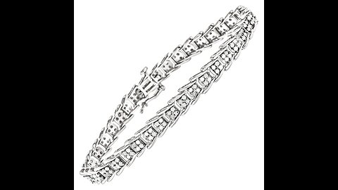 .925 Sterling Silver Diamond Link Tennis Bracelet - Choice of Style and Carat Weight