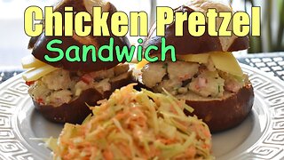 Chicken Pretzel Sandwich with Apple Coleslaw