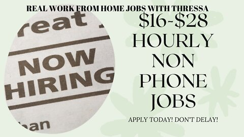 Apply Quick| Earn $16-$28 Hourly| Non Phone Work From Home Jobs 2022| Hiring Now