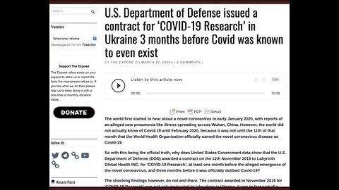 🇺🇸🇺🇦 | The US DoD: contract for “COVID-19 research before the existence of COVID was even known