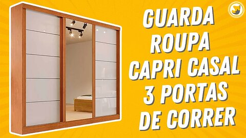 Guarda Roupa Capri Casal 3 Portas de Correr com Espelho Bianchi