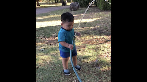 cute baby boy playing