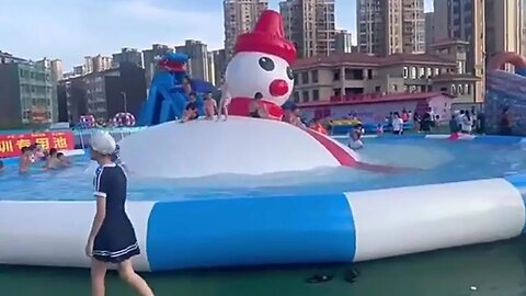 Snowman bouncing clouds water park #inflatables #inflatable #trampoline #slide #bouncer #jumping