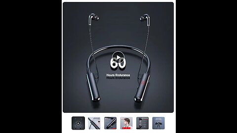 60 Hours Endurance Bluetooth Headphones Neckband Power LED Display Headset TF Card Magnet