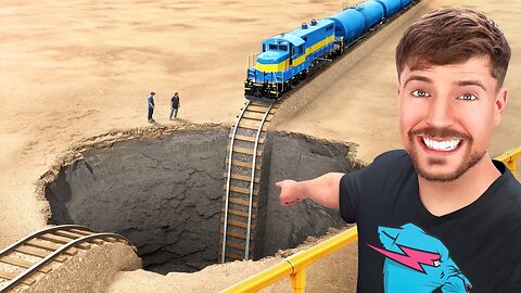Train Vs Giant Pit! with Mrbeast
