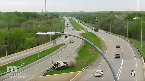 Pickup truck flies off a bridge in Arden Hills