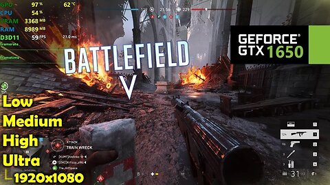 i7 11 gen battlefild v gameplay gtx 1650 oc super 8gb