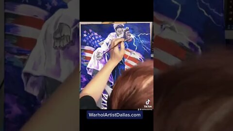 Painting of WW2 Kiss: Time lapse acrylic with American Flag and lightening in Background