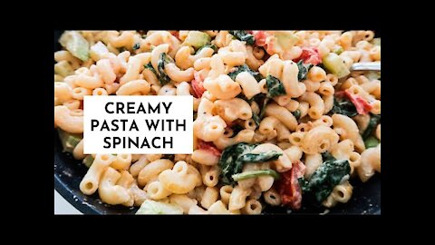 Creamy Pasta With Spinach | Easy Creamy Garlic Pasta Recipe