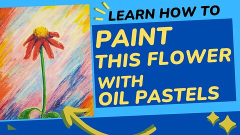 How to Paint Flowers with Oil Pastels - COLORFUL 💐🌷🌼 Red Echinacea #2 Time-lapse