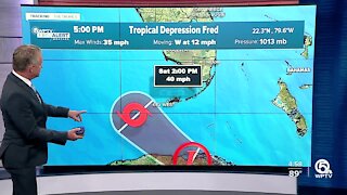 Fred shifts farther west, while Tropical Depression Seven forms