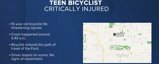 15-year-old on bicycle hit by car, critically injured in Spring Valley