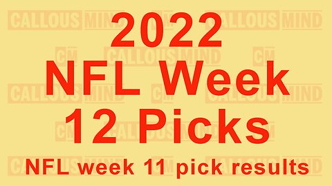 2022 NFL Week 12 picks - week 11 pick results - UFC Fight Night Pick Results - CMTHSC